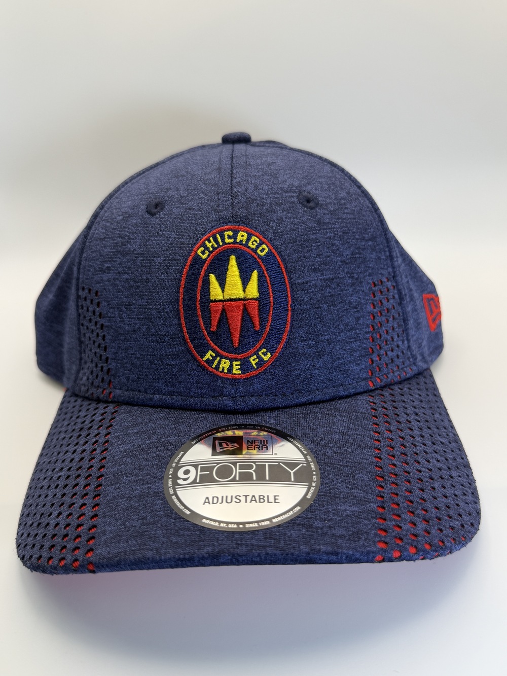 Chicago Fire FC New Era 9FORTY Adjustable Hats Navy Red Blue Mesh Strapback